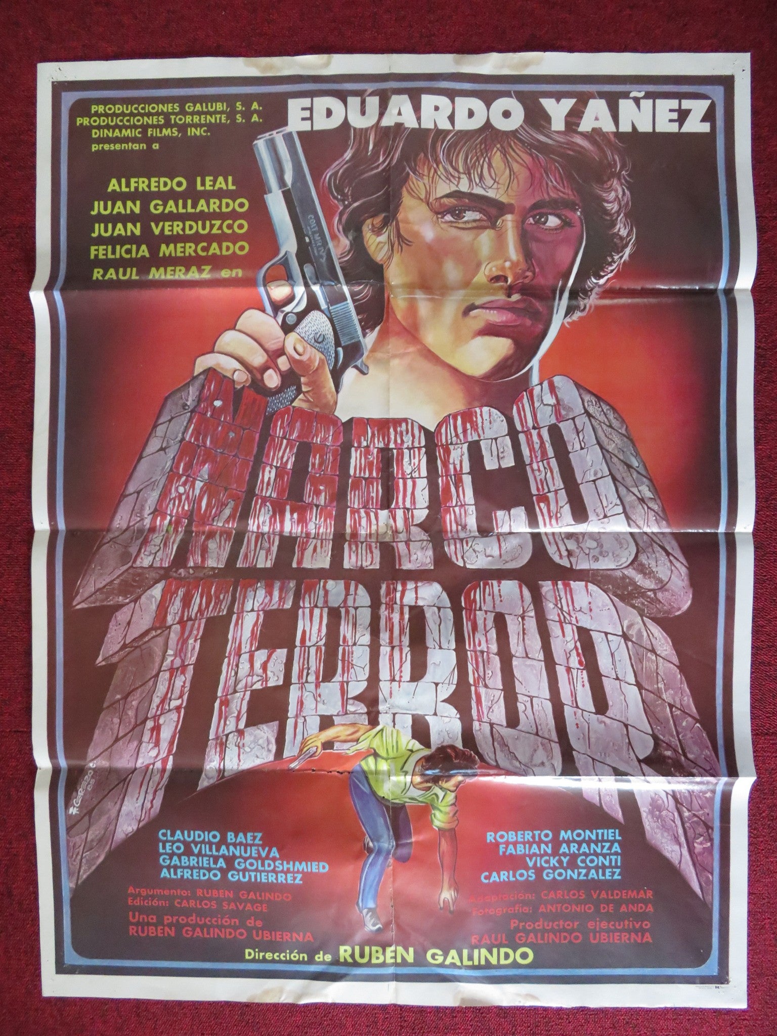 NARCO TERROR FOLDED MEXICAN POSTER EDUARDO YANEZ FELICIA MERCADO 1985 - Rendezvous Cinema