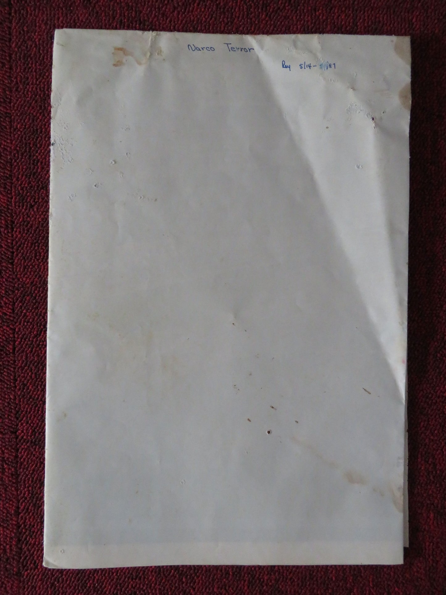 NARCO TERROR FOLDED MEXICAN POSTER EDUARDO YANEZ FELICIA MERCADO 1985 - Rendezvous Cinema