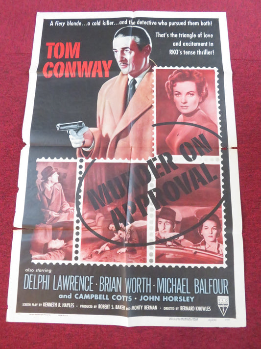 MURDER ON APPROVAL FOLDED US ONE SHEET POSTER TOM CONWAY DELPHI LAWRENCE 1956
