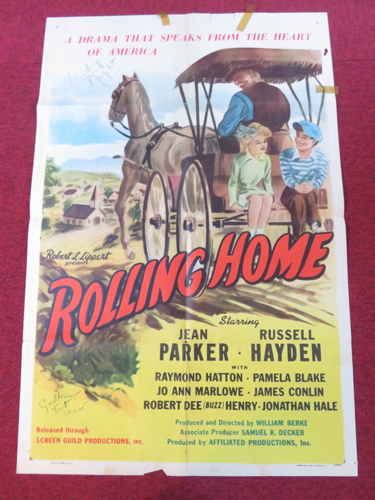 ROLLING HOME- B FOLDED US ONE SHEET POSTER JEAN PARKER RUSSELL HAYDEN 1946