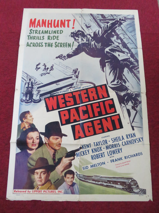 WESTERN PACIFIC AGENT FOLDED US ONE SHEET POSTER KENT TAYLOR SHEILA RYAN 1950