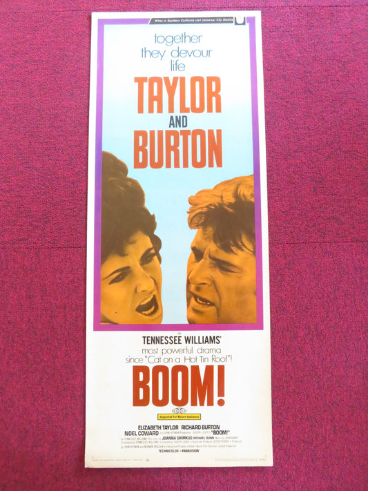 BOOM! US INSERT (14"x 36") POSTER ELIZABETH TAYLOR RICHARD BURTON 1968
