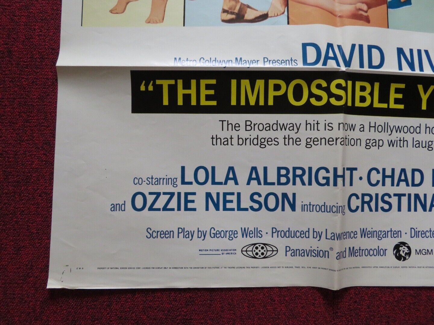 IMPOSSIBLE YEARS FOLDED US ONE SHEET POSTER DAVID NIVEN LOLA ALBRIGHT 1968 - Rendezvous Cinema