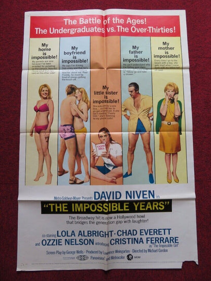 IMPOSSIBLE YEARS FOLDED US ONE SHEET POSTER DAVID NIVEN LOLA ALBRIGHT 1968 - Rendezvous Cinema