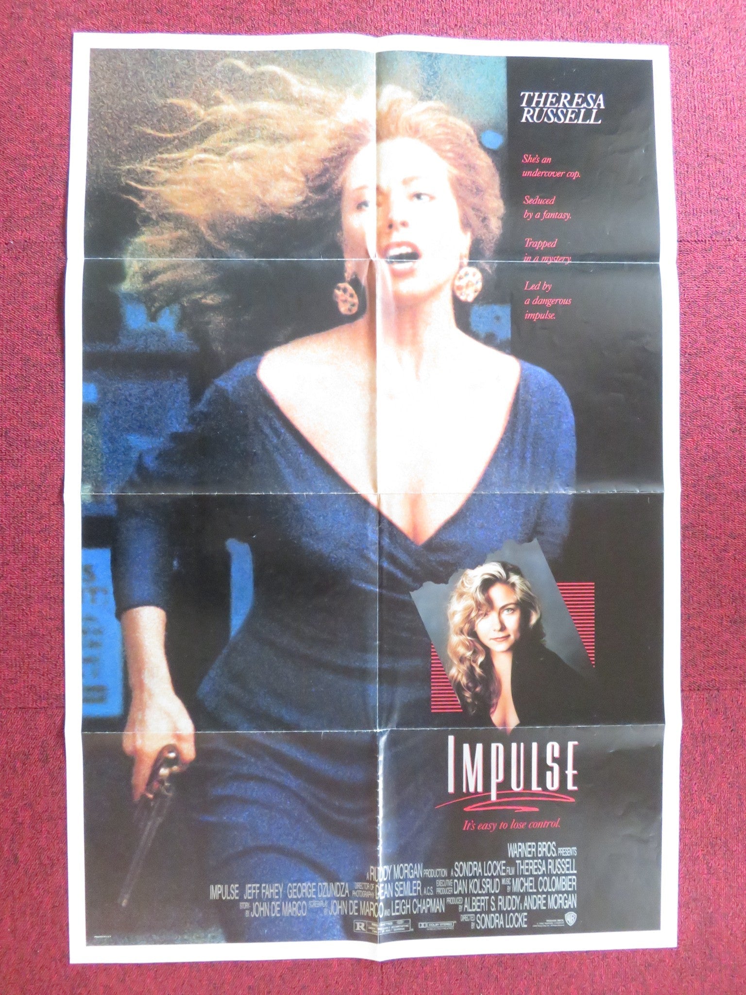 IMPULSE FOLDED US ONE SHEET POSTER THERESA RUSSELL JEFF FAHEY 1990 Rendezvous Cinema Movie posters