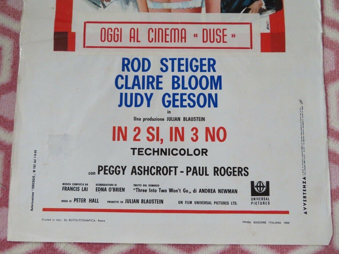 IN 2 SI, IN 3 NO ITALIAN LOCANDINA (27.5"x 13.5") POSTER ROD STEIGER 1969 Movie posters
