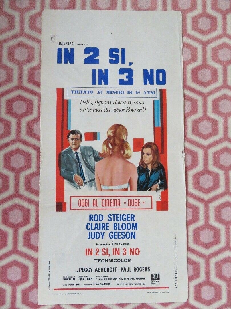 IN 2 SI, IN 3 NO ITALIAN LOCANDINA (27.5"x 13.5") POSTER ROD STEIGER 1969 Movie posters