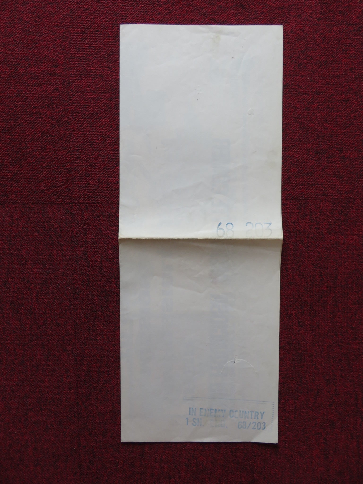 IN ENEMY COUNTRY FOLDED US ONE SHEET POSTER ANTHONY FRANCIOSA A. COMER 1968 Rendezvous Cinema Movie posters