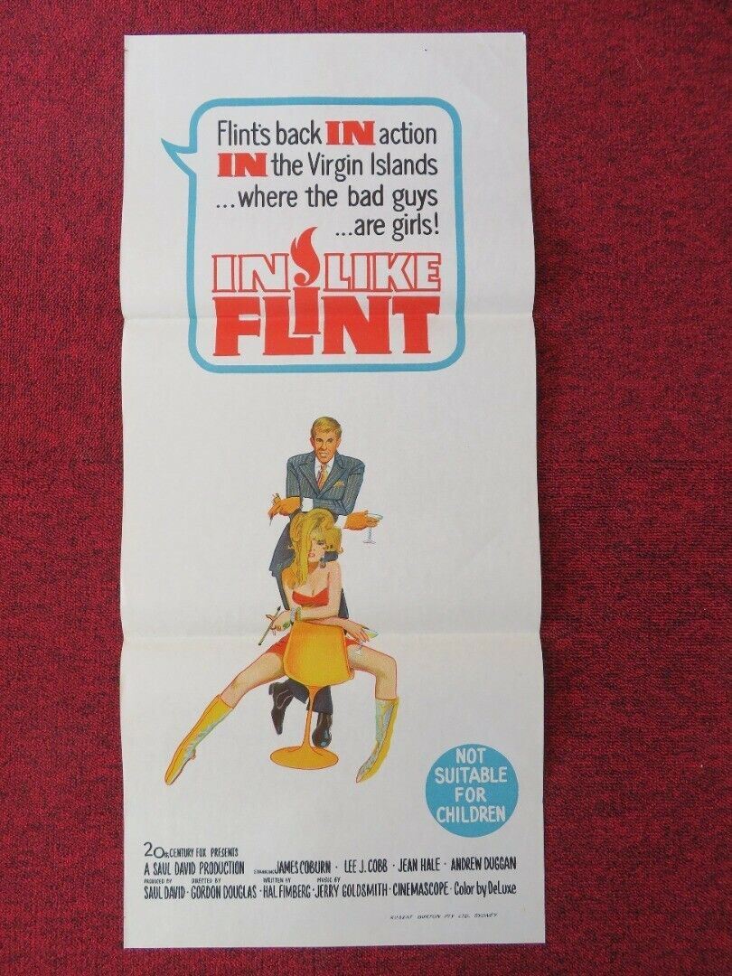 IN LIKE FLINT FOLDED AUSTRALIAN DAYBILL POSTER JAMES COBURN 1967 Movie posters