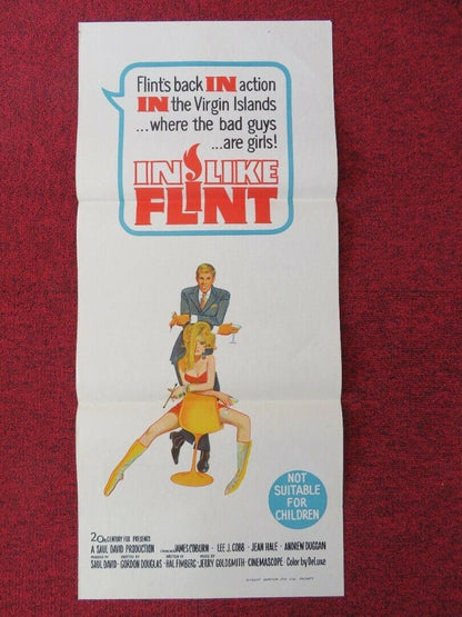 IN LIKE FLINT FOLDED AUSTRALIAN DAYBILL POSTER JAMES COBURN 1967 Movie posters