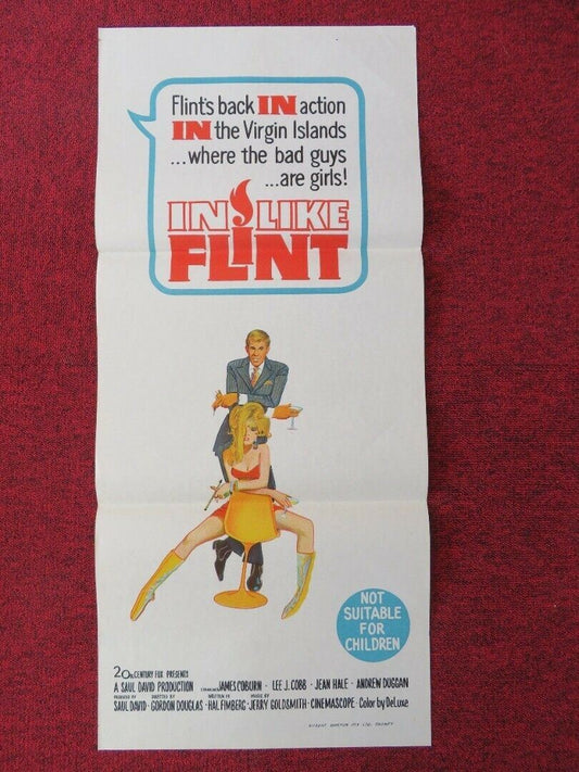 IN LIKE FLINT FOLDED AUSTRALIAN DAYBILL POSTER JAMES COBURN 1967 Movie posters