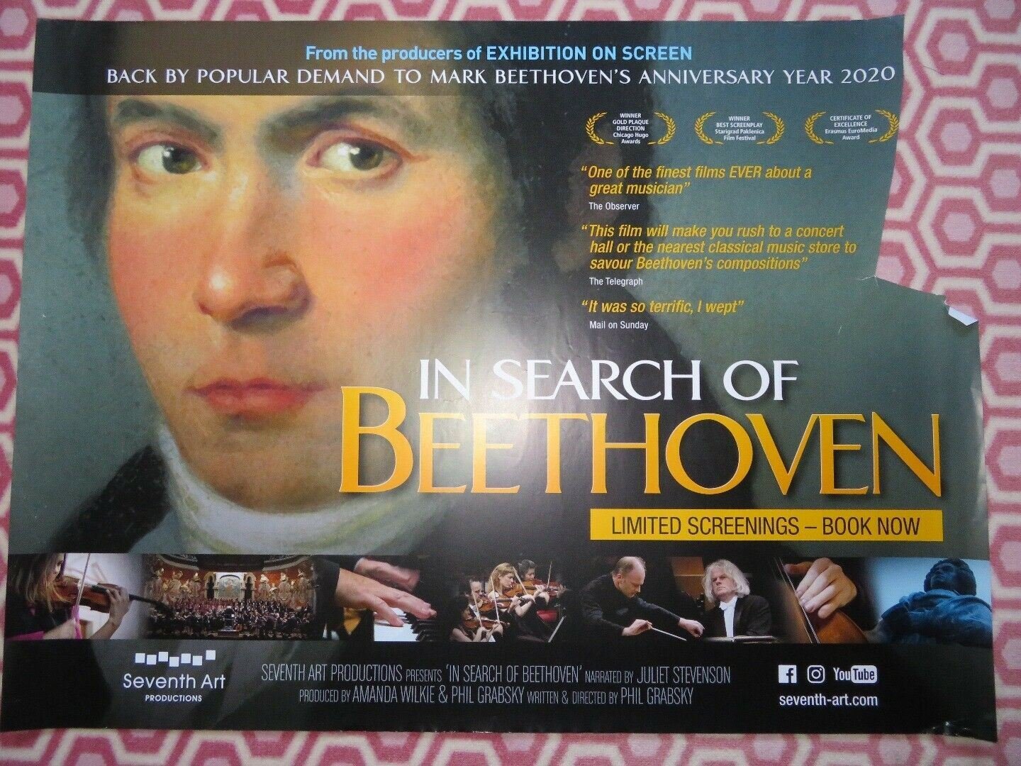 IN SEARCH OF BEETHOVEN QUAD (30"x 40") ROLLED POSTER 2009 EXHIBITION ON SCREEN Movie posters
