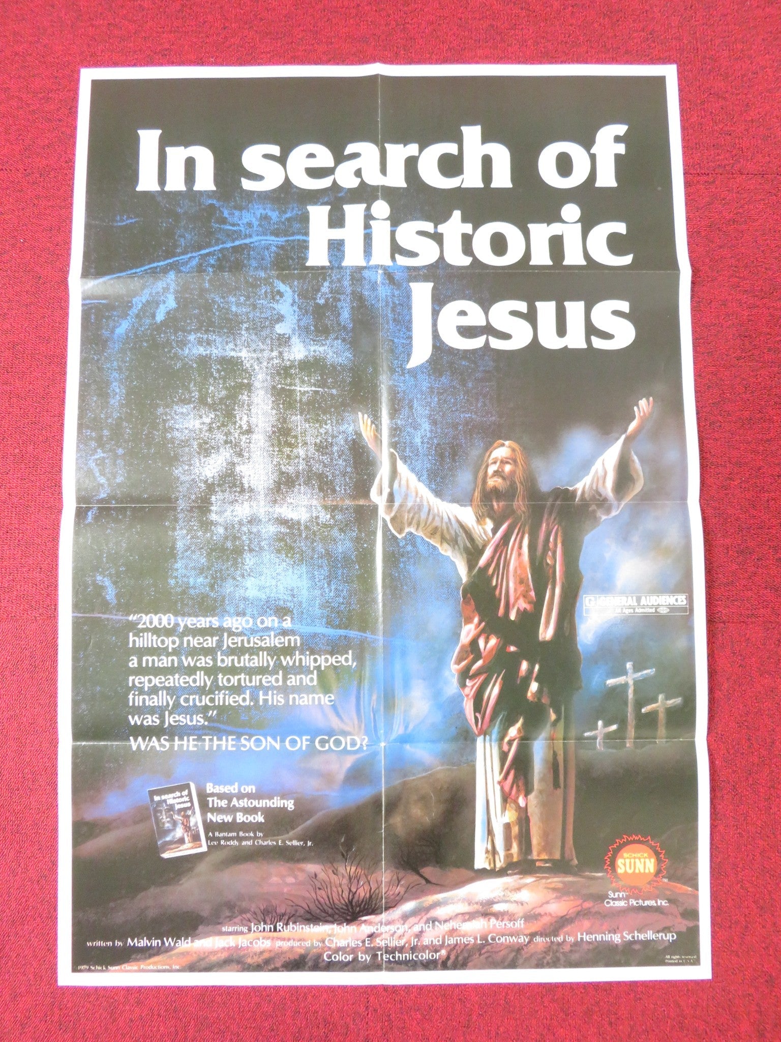 IN SEARCH OF HISTORIC JESUS - b FOLDED US ONE SHEET POSTER JOHN RUBINSTEIN 1979 Rendezvous Cinema Movie posters