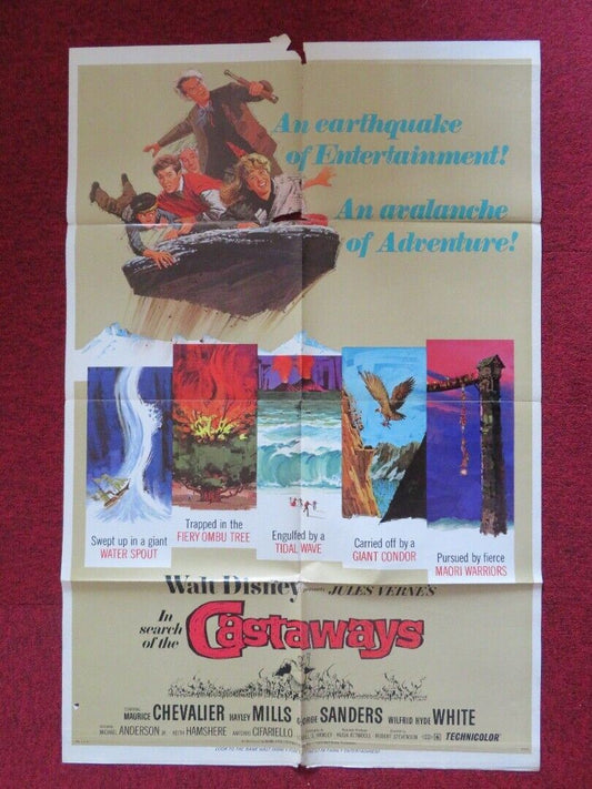 IN SEARCH OF THE CASTAWAYS FOLDED US ONE SHEET POSTER DISNEY M CHEVALIER 1970 - Rendezvous Cinema