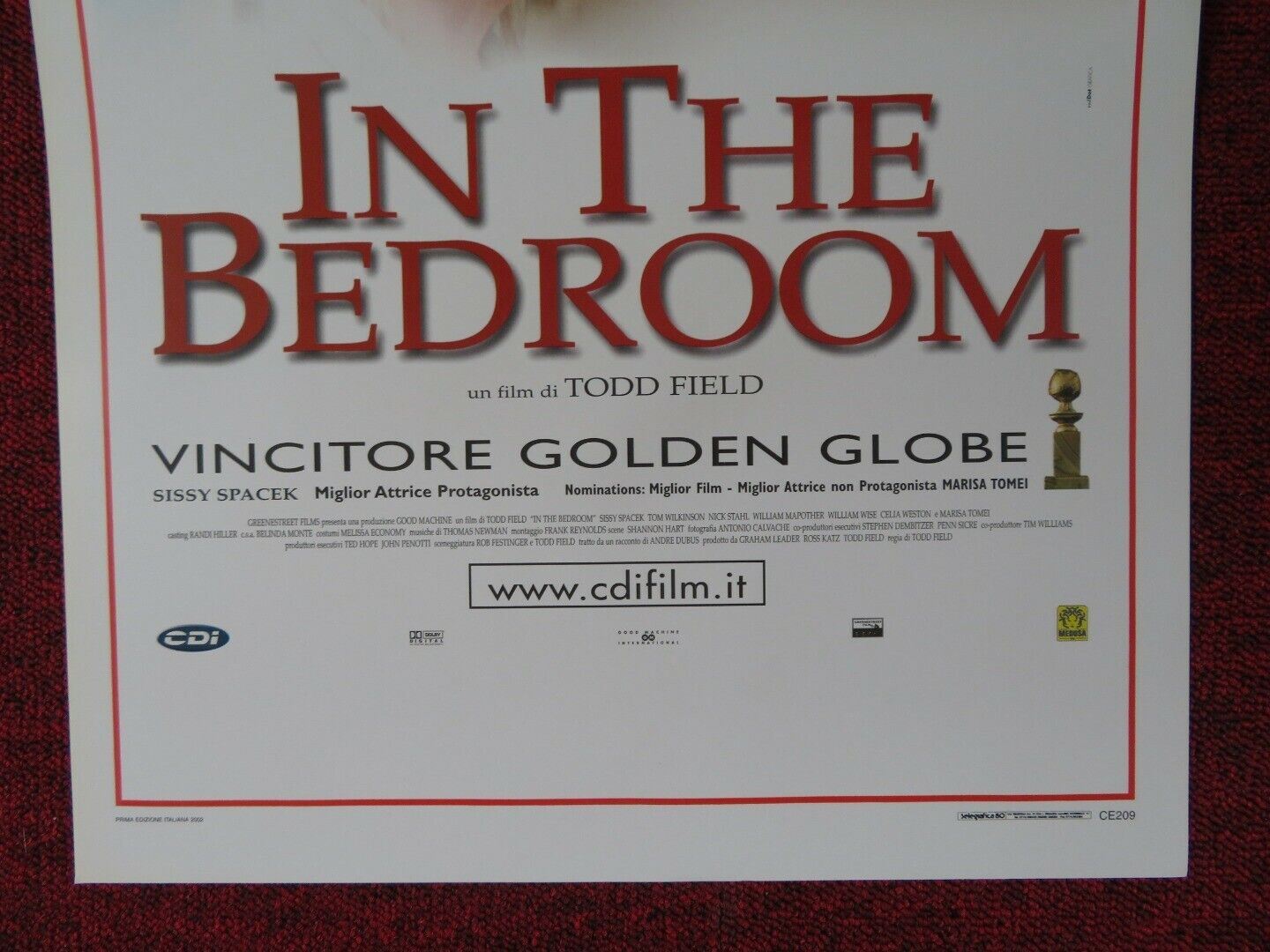 IN THE BEDROOM ITALIAN LOCANDINA (27.5"x13") POSTER TOM WILKINSON 2002 Movie posters