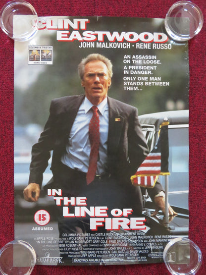 IN THE LINE OF FIRE VHS VIDEO POSTER CLINT EASTWOOD JOHN MALKOVICH 1993 Rendezvous Cinema Movie posters