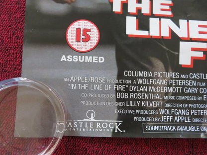 IN THE LINE OF FIRE VHS VIDEO POSTER CLINT EASTWOOD JOHN MALKOVICH 1993 Rendezvous Cinema Movie posters