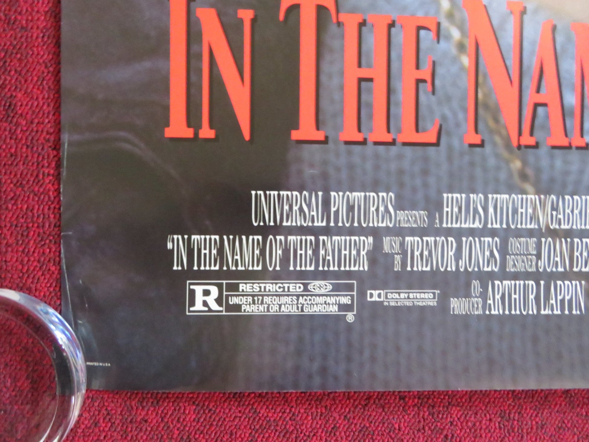 IN THE NAME OF THE FATHER - A US ONE SHEET ROLLED POSTER DANIEL DAY - LEWIS 1993 Rendezvous Cinema Movie posters