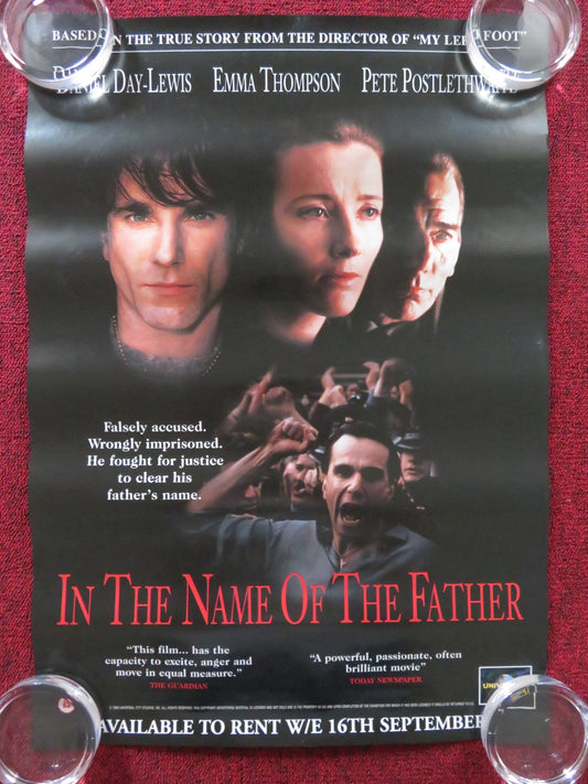 IN THE NAME OF THE FATHER VHS VIDEO POSTER DANIEL DAY - LEWIS EMMA THOMPSON 1993 Rendezvous Cinema Movie posters