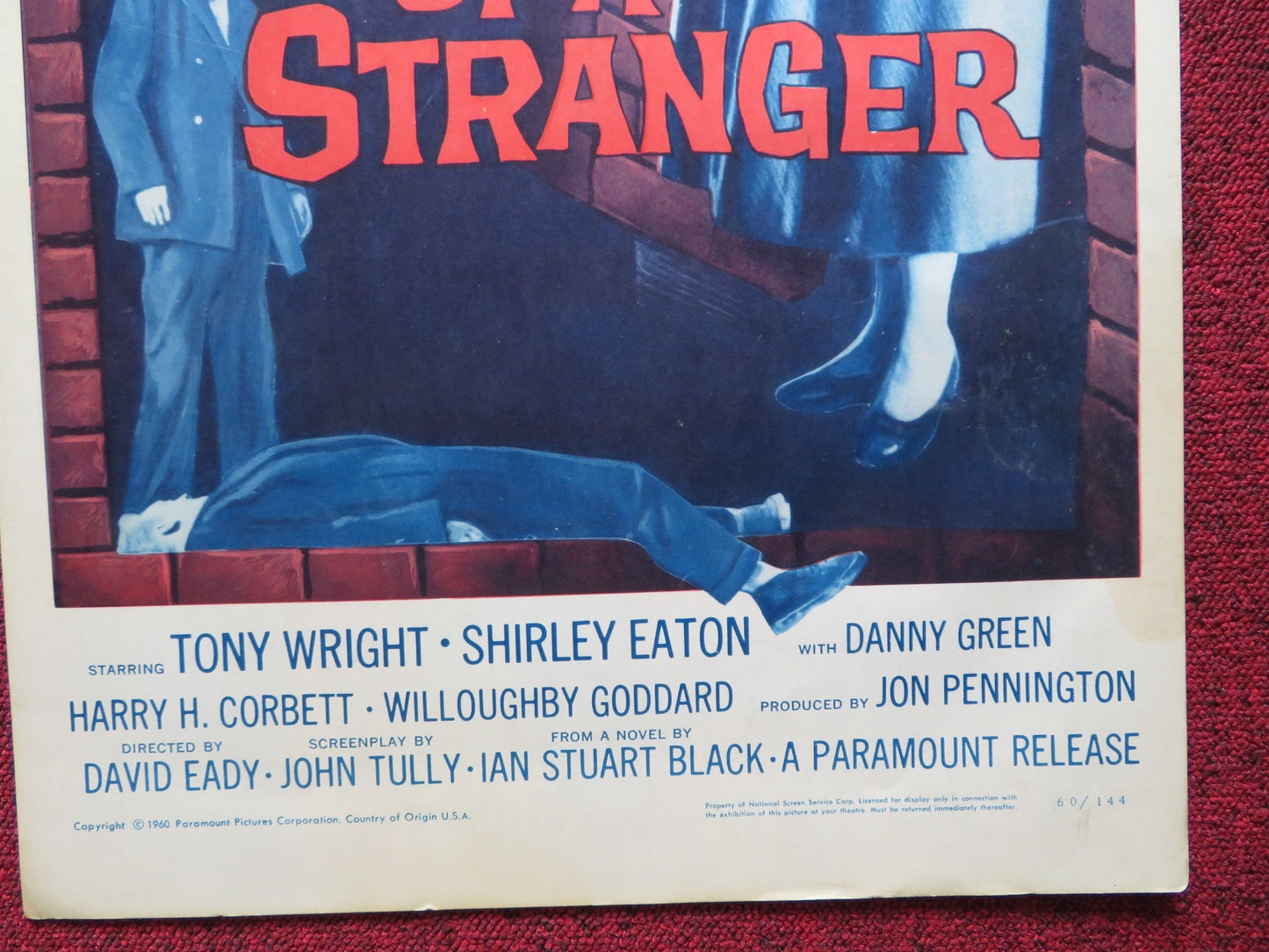 IN THE WAKE OF A STRANGER US INSERT (14"x 36") POSTER TONY WRIGHT S EATON 1960 Rendezvous Cinema Movie posters