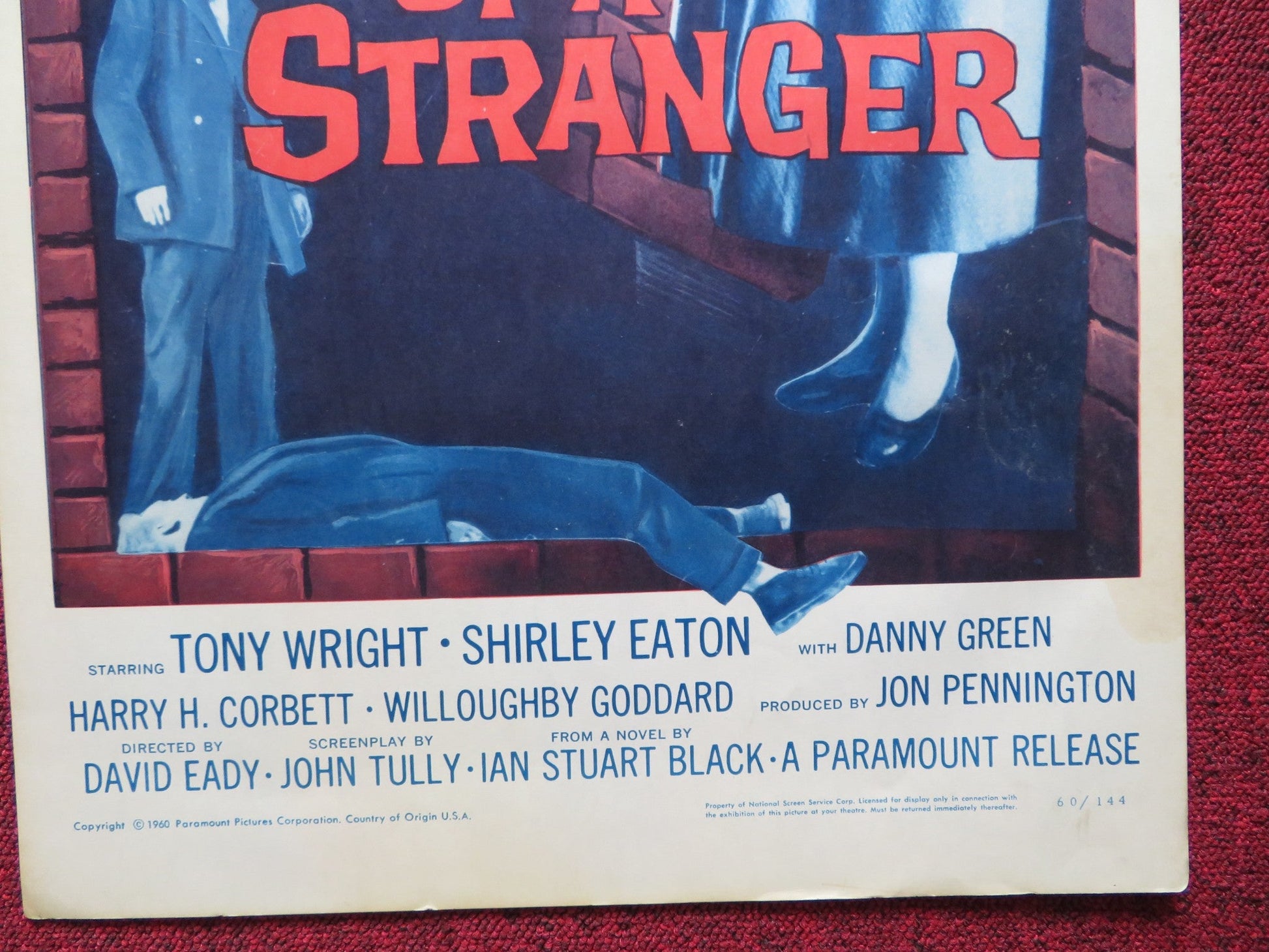 IN THE WAKE OF A STRANGER US INSERT (14"x 36") POSTER TONY WRIGHT S EATON 1960 Rendezvous Cinema Movie posters