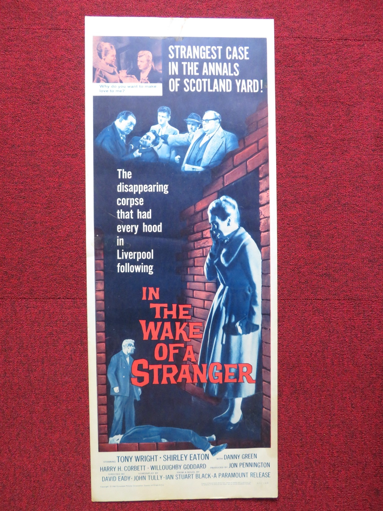 IN THE WAKE OF A STRANGER US INSERT (14"x 36") POSTER TONY WRIGHT S EATON 1960 Rendezvous Cinema Movie posters