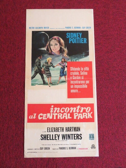 INCONTRO AL CENTRAL PARK ITALIAN LOCANDINA (27.5"x13") POSTER S POITIER 1965 Movie posters