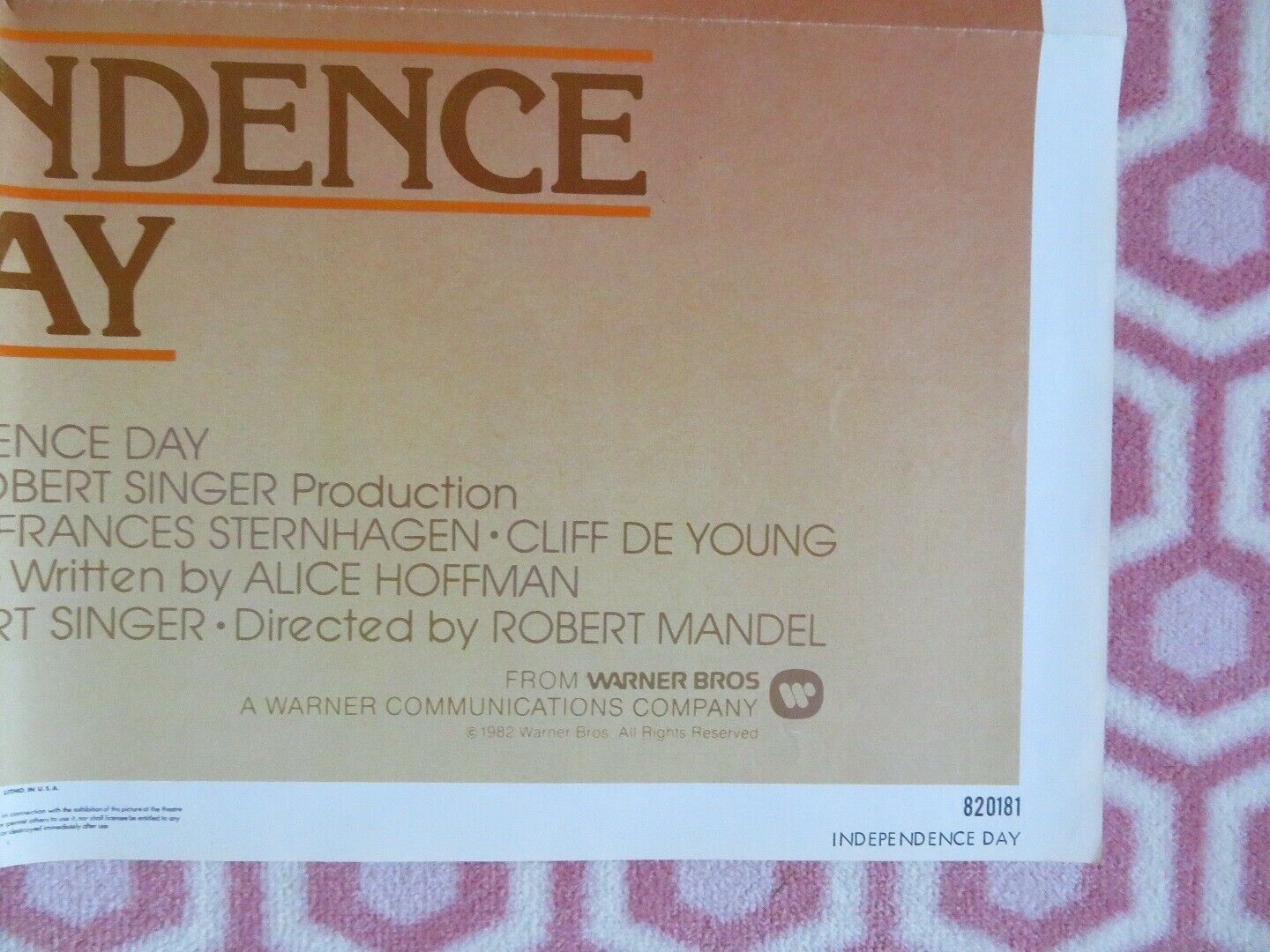 INDEPENDENCE DAY FOLDED US ONE SHEET POSTER KATHLEEN QUINLAN 1982 Movie posters