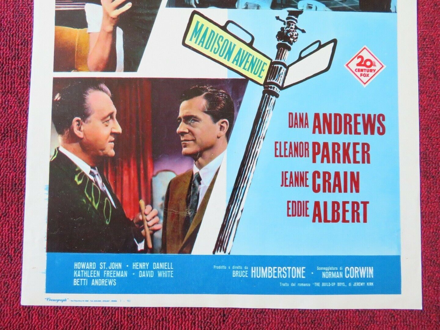 INFERNO A MADISON AVENUE ITALIAN LOCANDINA (27.5"x13") POSTER DANA ANDREWS 1961 Movie posters