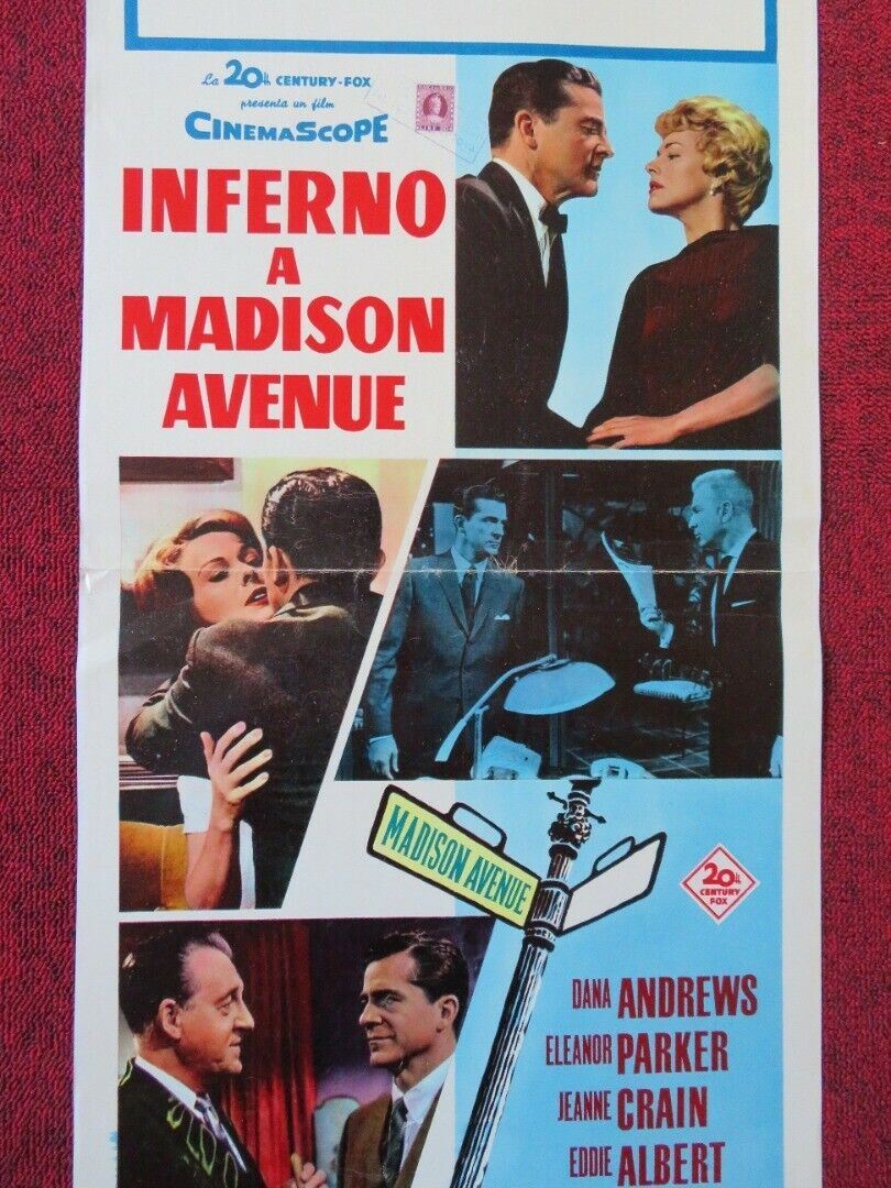 INFERNO A MADISON AVENUE ITALIAN LOCANDINA (27.5"x13") POSTER DANA ANDREWS 1961 Movie posters