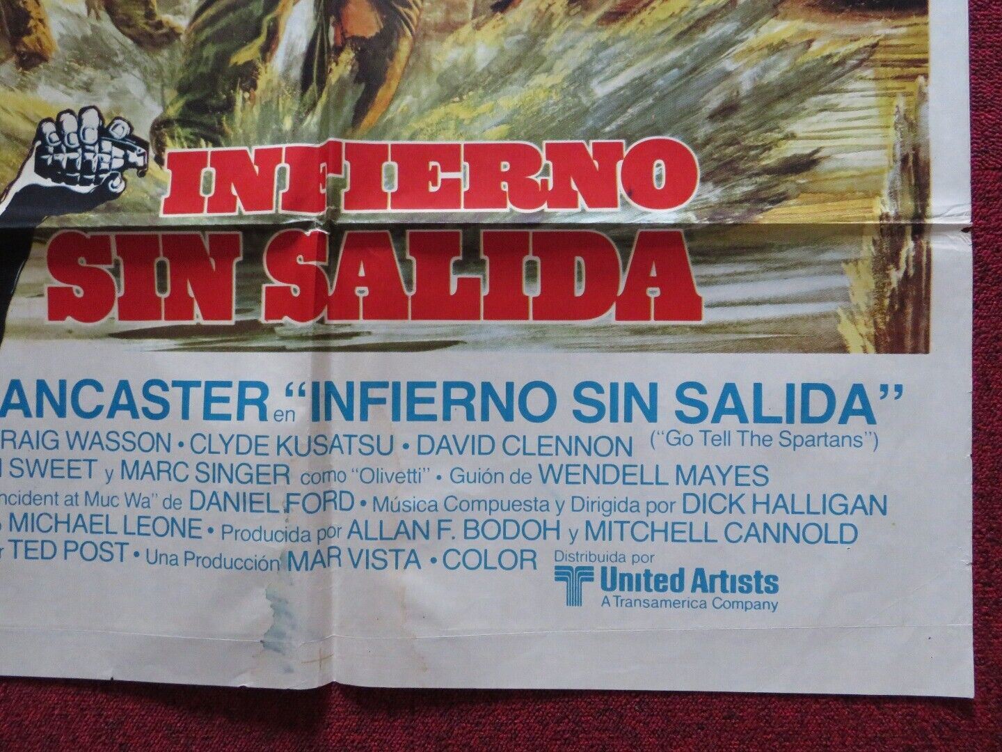 INFERNO SIN SALIDA / GO TELL THE SPAERTANS ARGENTINA ONE SHEET FOLDED POSTER Movie posters