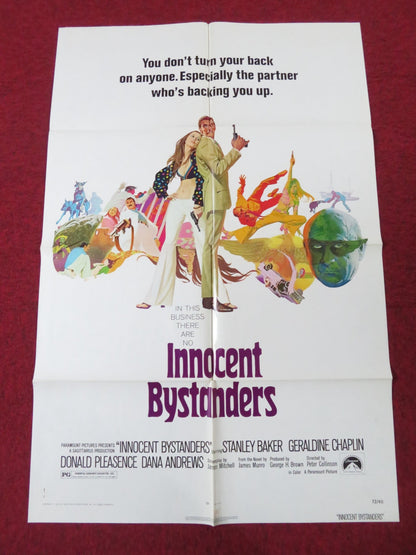 INNOCENT BYSTANDERS FOLDED US ONE SHEET POSTER STANLEY BAKER G. CHAPLIN 1972 Rendezvous Cinema Movie posters