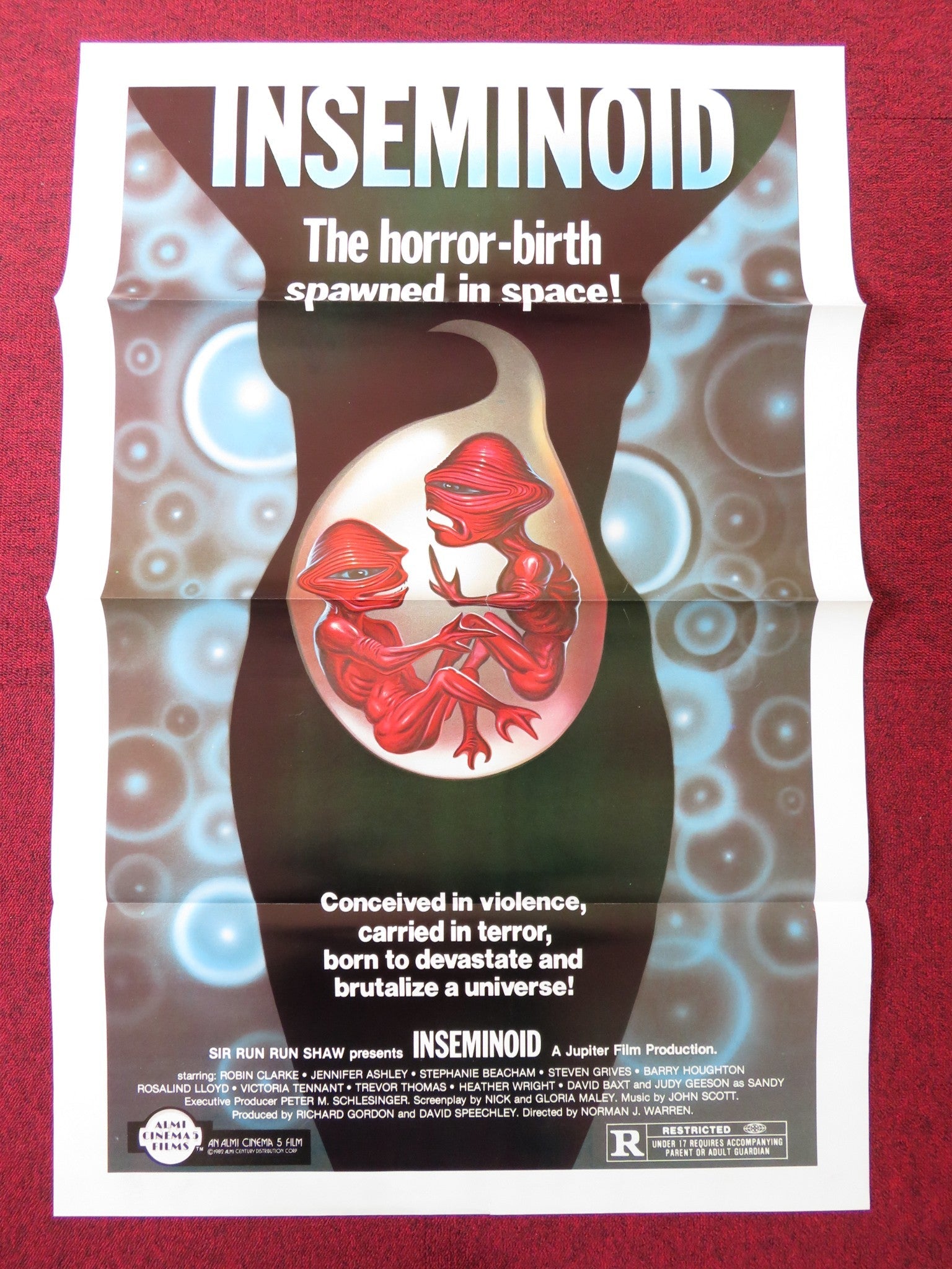 INSEMINOID / HORROR PLANET - A US TRI FOLDED ONE SHEET ROLLED POSTER 1981 Rendezvous Cinema Movie posters
