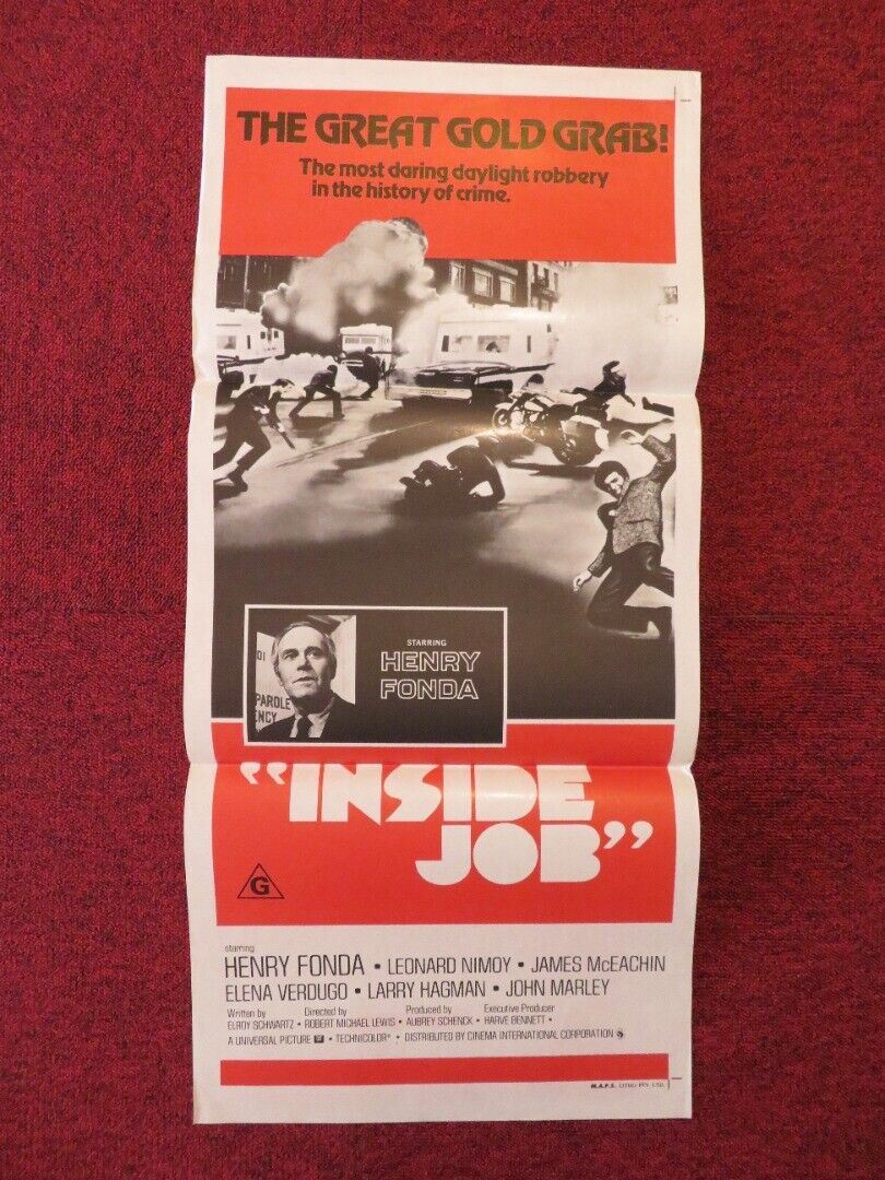 INSIDE JOB FOLDED AUSTRALIAN DAYBILL POSTER HENRY FONDA LEONARD NIMOY 1973 - Rendezvous Cinema