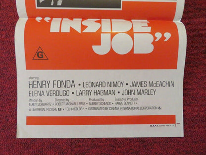 INSIDE JOB FOLDED AUSTRALIAN DAYBILL POSTER HENRY FONDA LEONARD NIMOY 1973 - Rendezvous Cinema