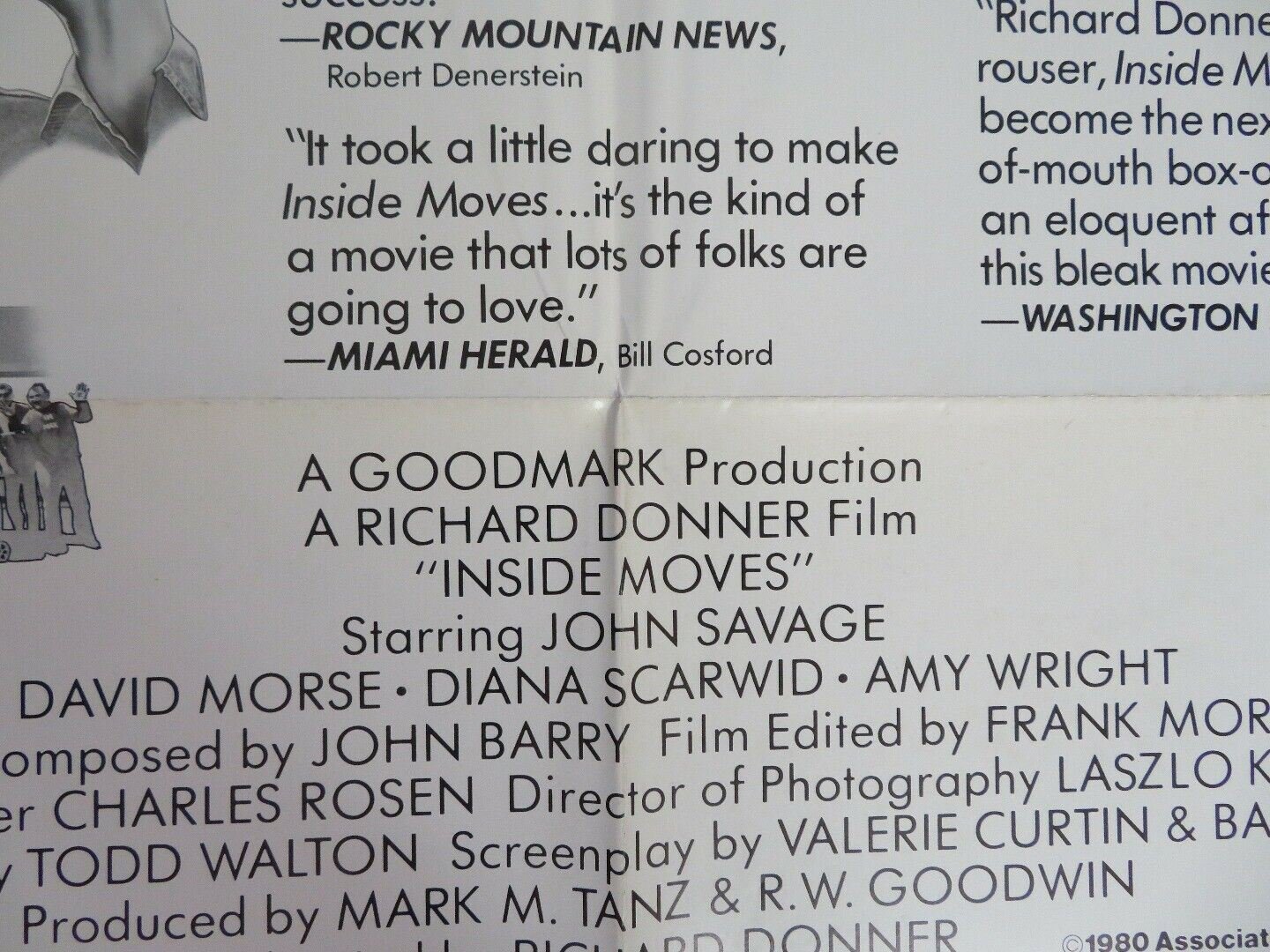 INSIDE MOVES US ONE SHEET POSTER JOHN SAVAGE DAVIS MORSE 1980 Movie posters