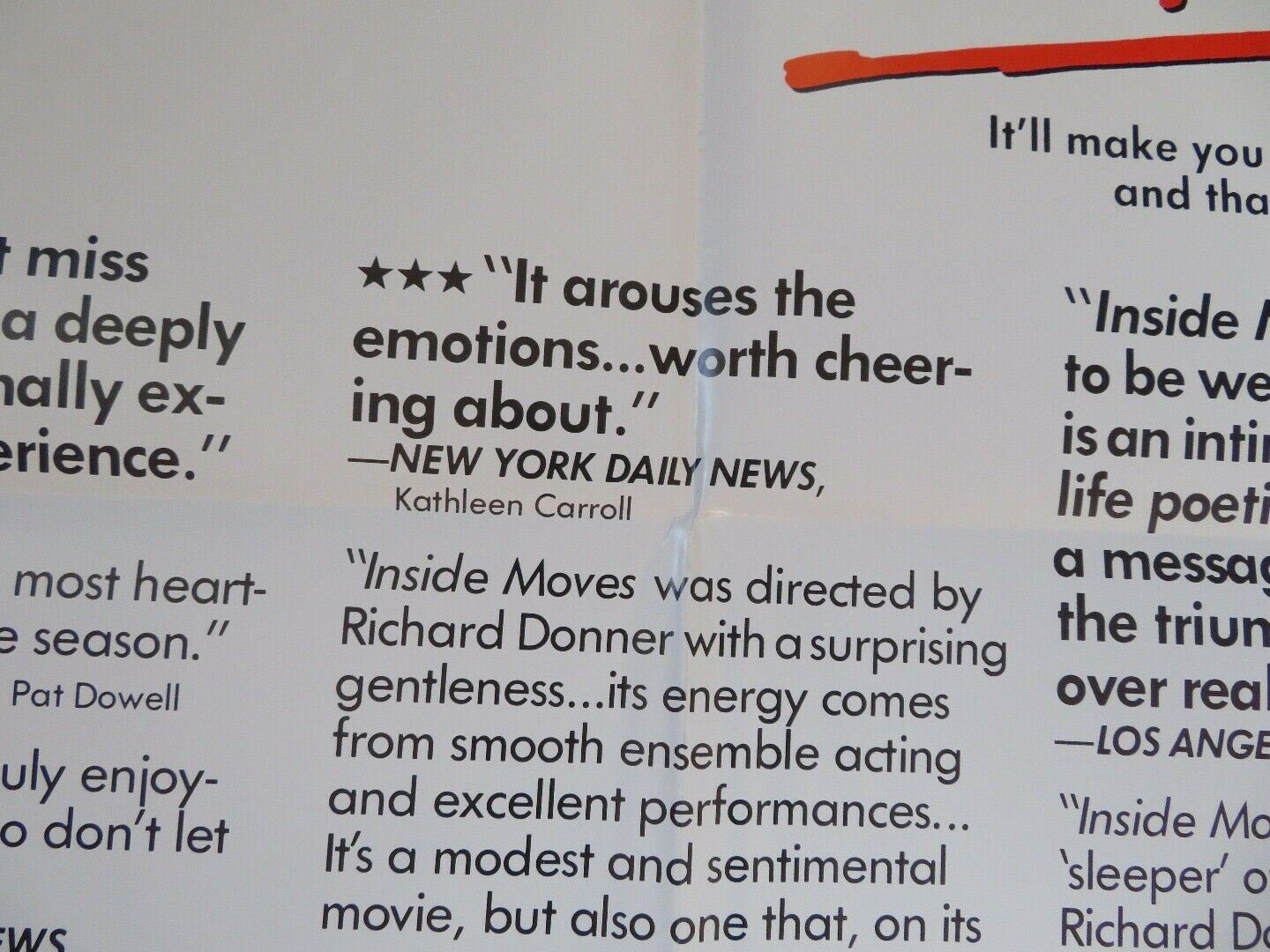 INSIDE MOVES US ONE SHEET POSTER JOHN SAVAGE DAVIS MORSE 1980 Movie posters