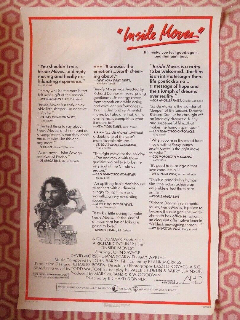 INSIDE MOVES US ONE SHEET ROLLED POSTER JOHN SAVAGE 1980 Movie posters