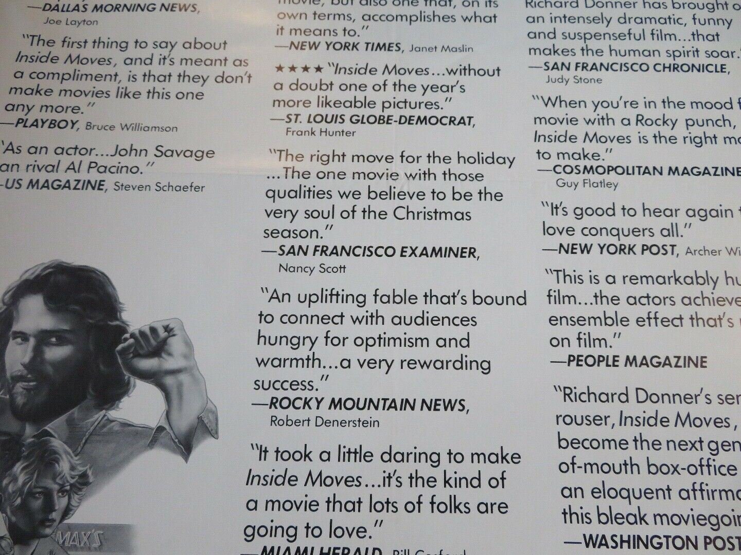 INSIDE MOVES US ONE SHEET ROLLED POSTER JOHN SAVAGE 1980 Movie posters