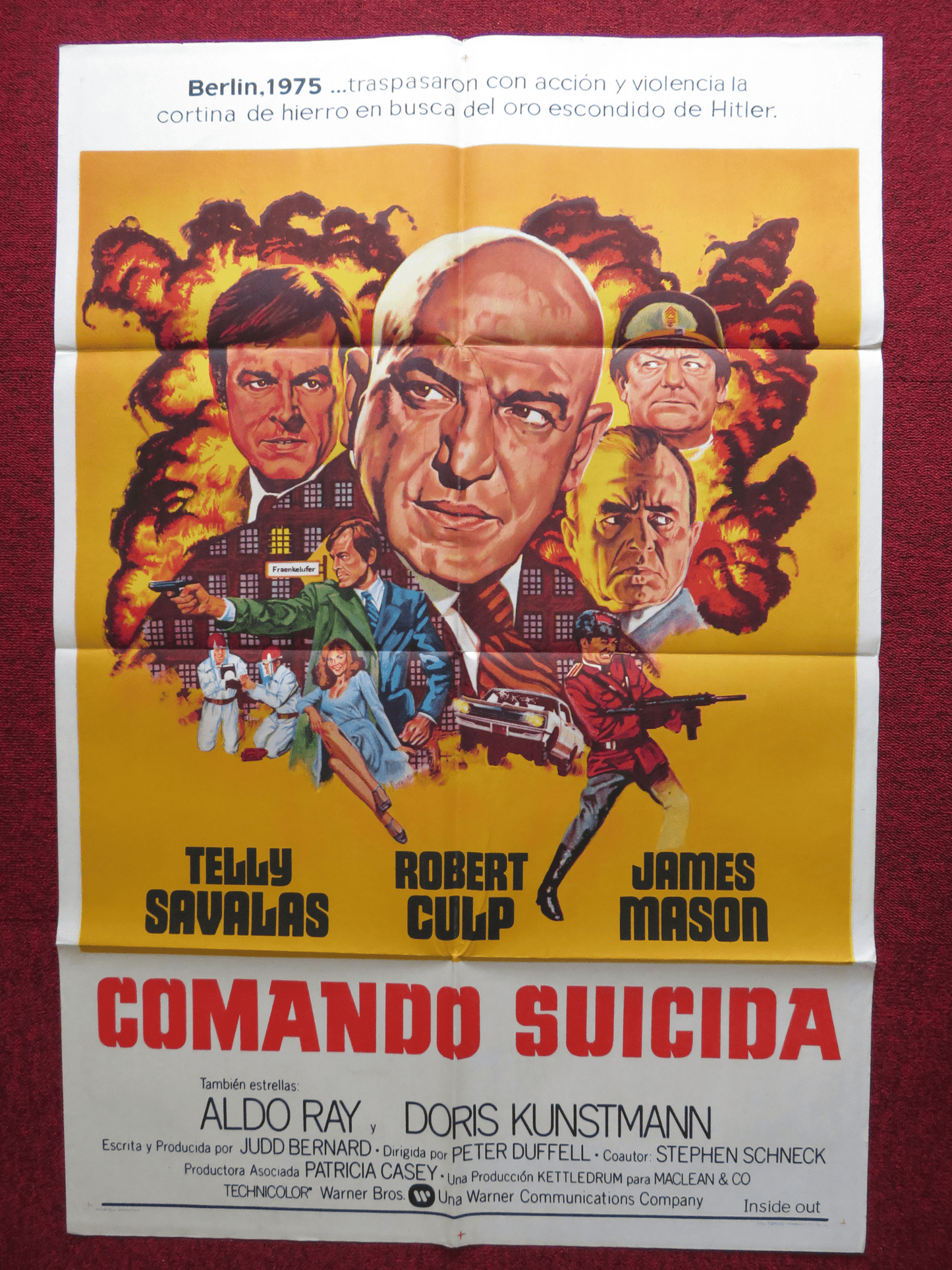 INSIDE OUT FOLDED ARGENTINA ONE SHEET POSTER TELLY SAVALAS JAMES MASON 1975 Rendezvous Cinema Movie posters