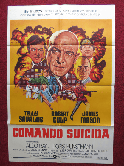 INSIDE OUT FOLDED ARGENTINA ONE SHEET POSTER TELLY SAVALAS JAMES MASON 1975 Rendezvous Cinema Movie posters