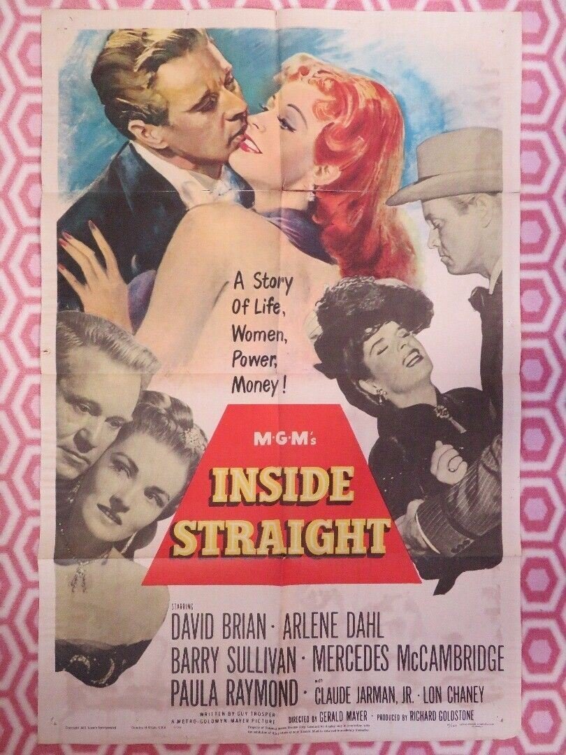 INSIDE STRAIGHT US ONE SHEET POSTER DAVID BRIAN LON CHANEY 1951 Movie posters