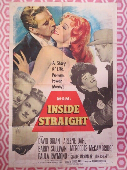 INSIDE STRAIGHT US ONE SHEET POSTER DAVID BRIAN LON CHANEY 1951 Movie posters