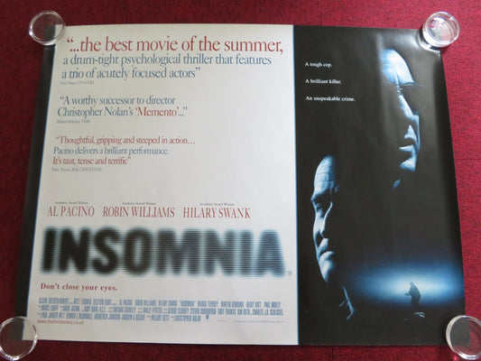 INSOMNIA UK QUAD (30"x 40") ROLLED POSTER AL PACINO ROBIN WILLIAMS 2002 Rendezvous Cinema Movie posters