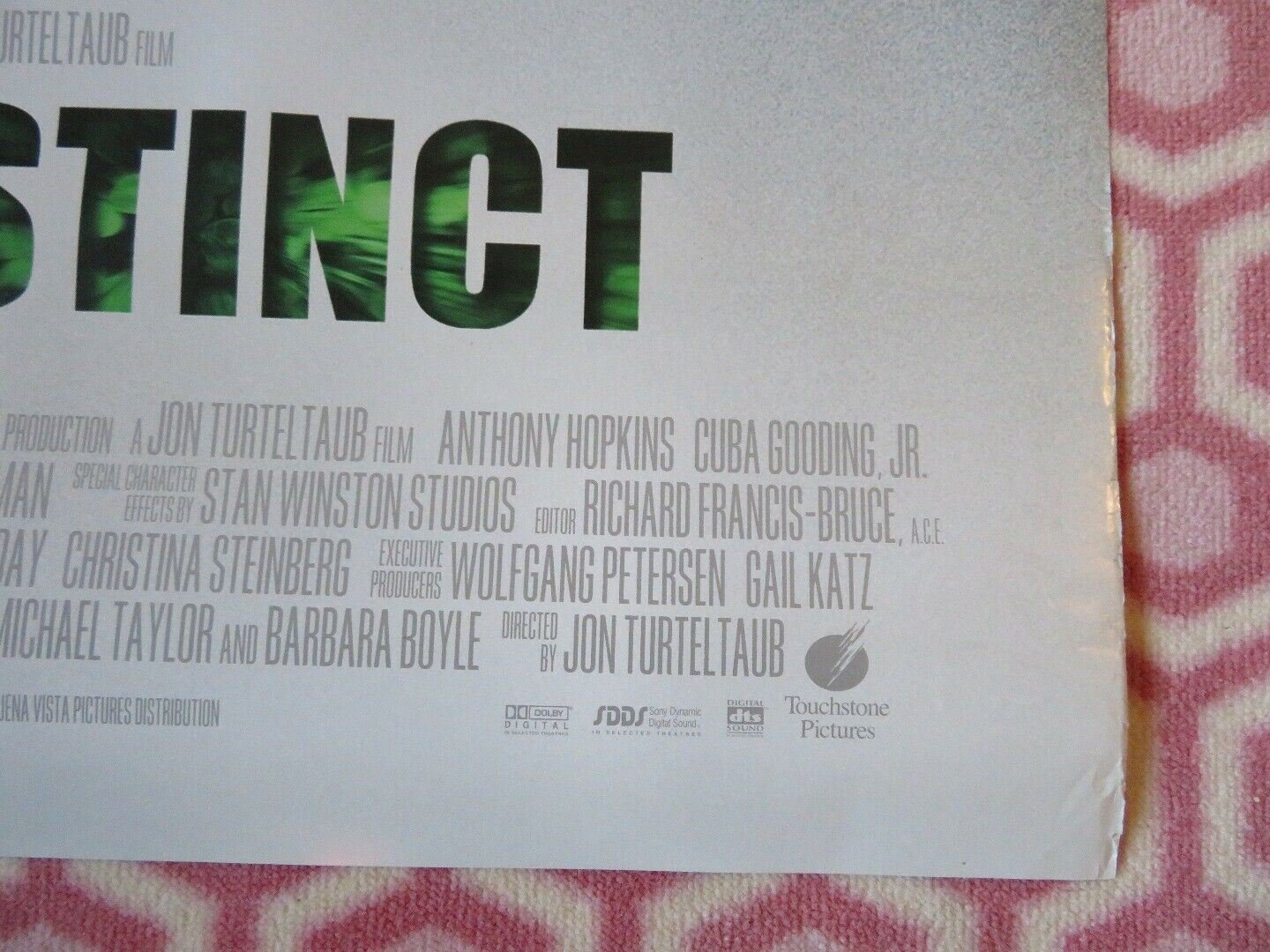 INSTINCT US ONE SHEET ROLLED POSTER ANTHONY HOPKINS CUBA GODING JR. Movie posters