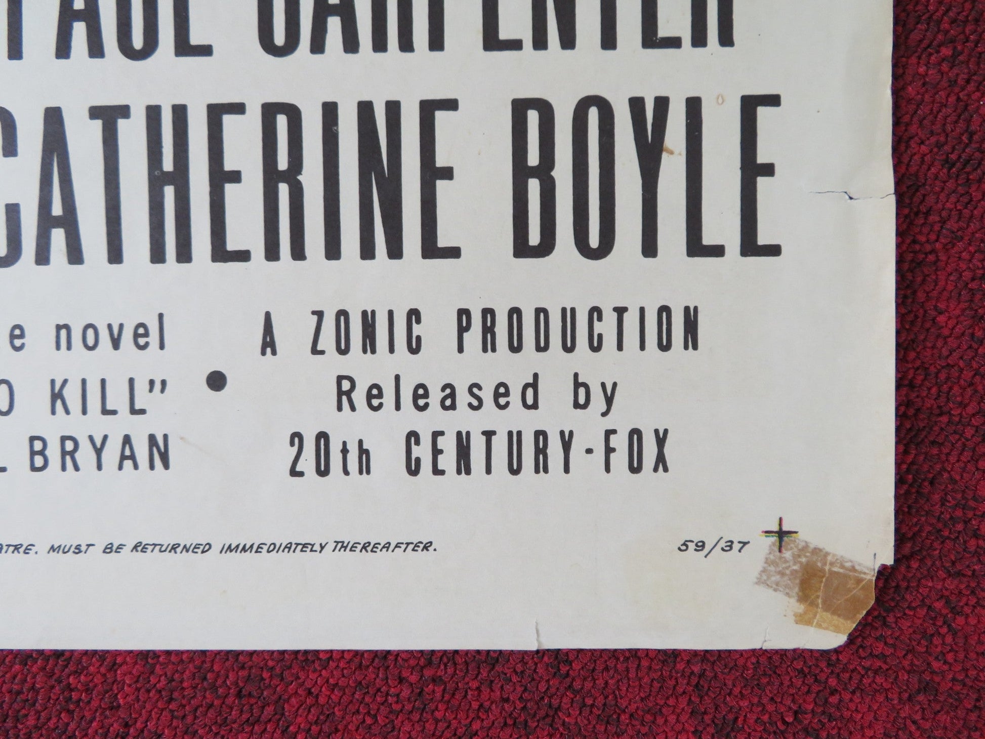 INTENT TO KILL FOLDED US ONE SHEET POSTER RICHARD TODD BETSY DRAKE 1958 Rendezvous Cinema Movie posters