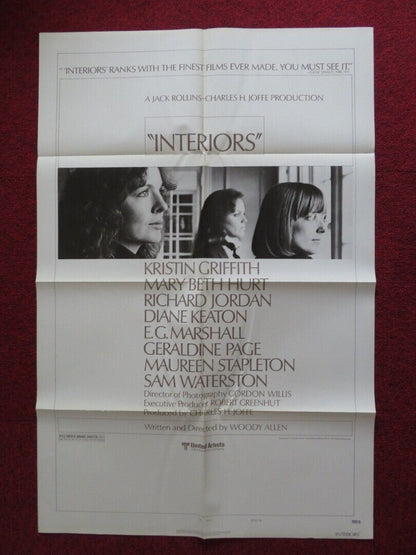 INTERIORS - STYLE B FOLDED US ONE SHEET POSTER WOODY ALLEN DIANE KEATON 1978 Movie posters