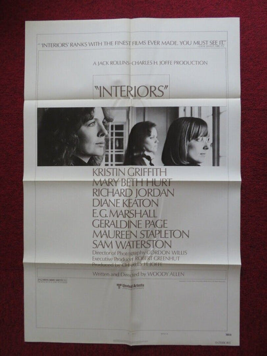 INTERIORS - STYLE B FOLDED US ONE SHEET POSTER WOODY ALLEN DIANE KEATON 1978 Movie posters