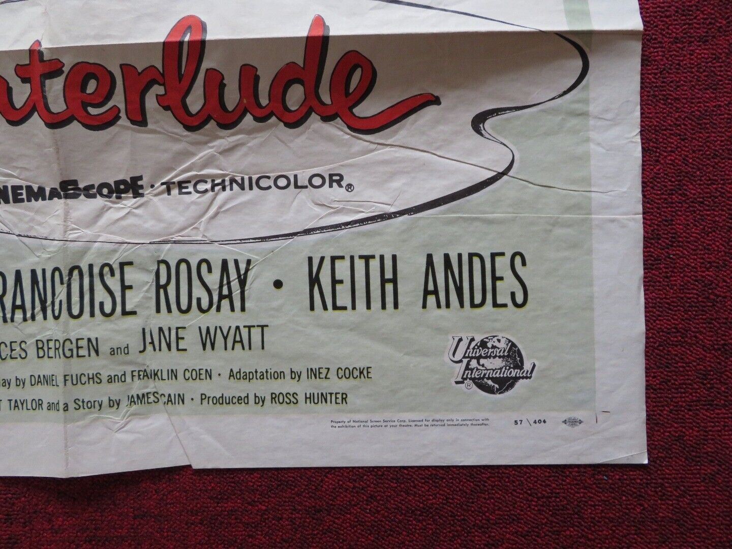 INTERLUDE FOLDED US ONE SHEET POSTER JUNE ALLYSON ROSSANO BRAZZI 1957 - Rendezvous Cinema