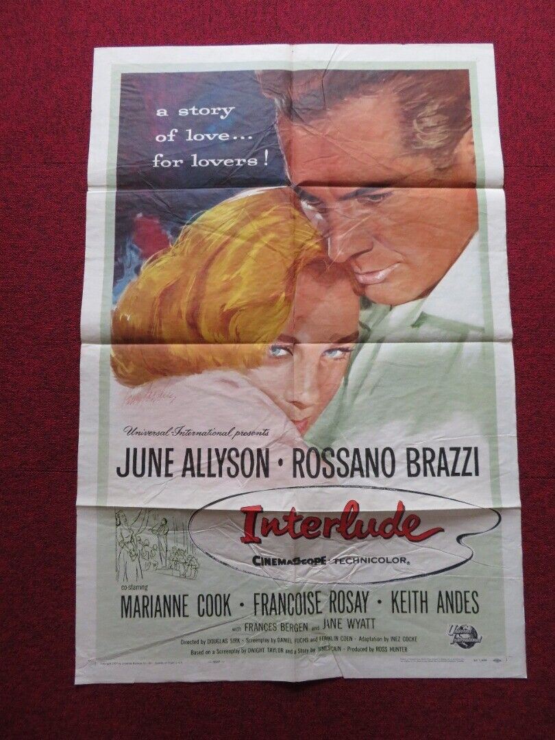 INTERLUDE FOLDED US ONE SHEET POSTER JUNE ALLYSON ROSSANO BRAZZI 1957 - Rendezvous Cinema